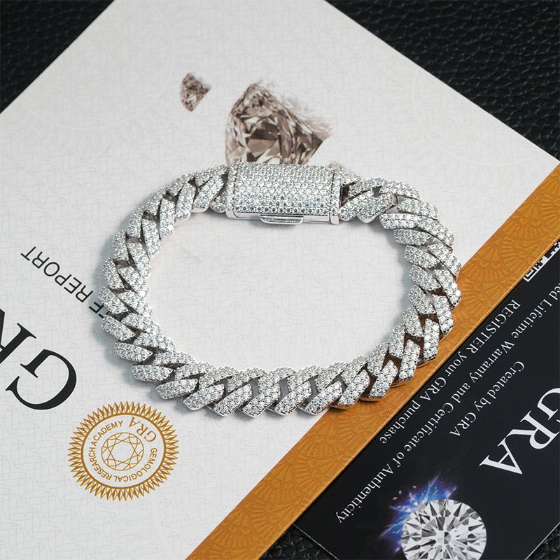 10mm S925 Silver Fully Iced Out Moissanite Diamond - Cut Cuban Chain - AKAK BODYJEWELRY - ear - tunnel