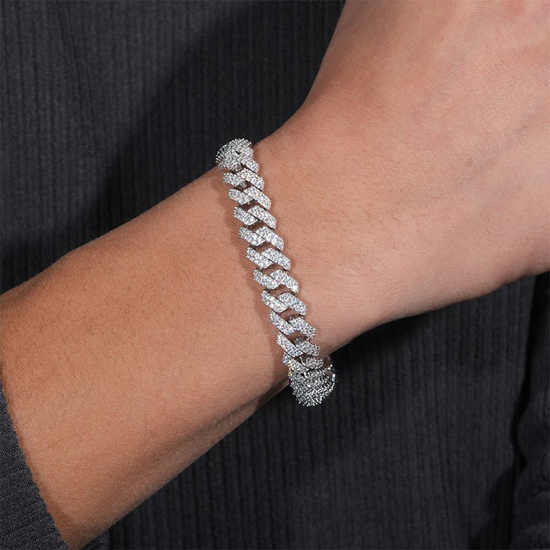 10mm S925 Silver Fully Iced Out Moissanite Diamond - Cut Cuban Chain - AKAK BODYJEWELRY - ear - tunnel