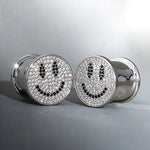 14K Luxury Paved Smiley Zircon Ear Plug(2pcs) - AKAK BODYJEWELRY - ear - tunnel