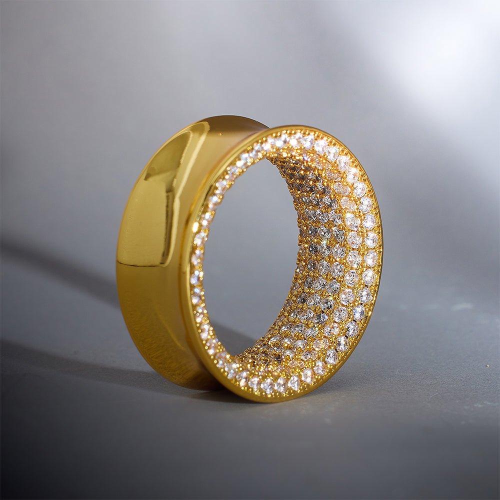 14K Stars Shining Moissanite Ear Gauge Tunnel(2Pcs) - AKAK BODYJEWELRY - ear - tunnel