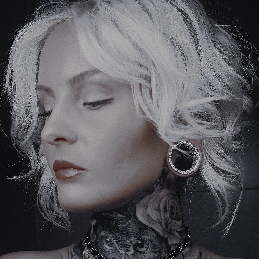 14K Stars Shining Moissanite Ear Gauge Tunnel(2Pcs) - AKAK BODYJEWELRY - ear - tunnel