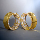 14K Stars Shining Zircon Ear Gauge Tunnel(2Pcs) - AKAK BODYJEWELRY - ear - tunnel