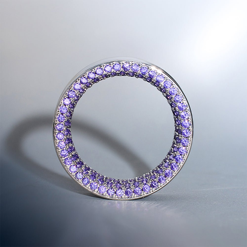 14K White Gold Purple Zircon Stars Shining Tunnel(2Pcs) - AKAK BODYJEWELRY - ear - tunnel