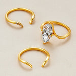 3 Carat Marquise - Cut S925 Moissanite Stacking Ring Set - AKAK BODYJEWELRY - ear - tunnel