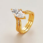 3 Carat Marquise - Cut S925 Moissanite Stacking Ring Set - AKAK BODYJEWELRY - ear - tunnel