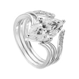 3 Carat Marquise - Cut S925 Moissanite Stacking Ring Set - AKAK BODYJEWELRY - ear - tunnel
