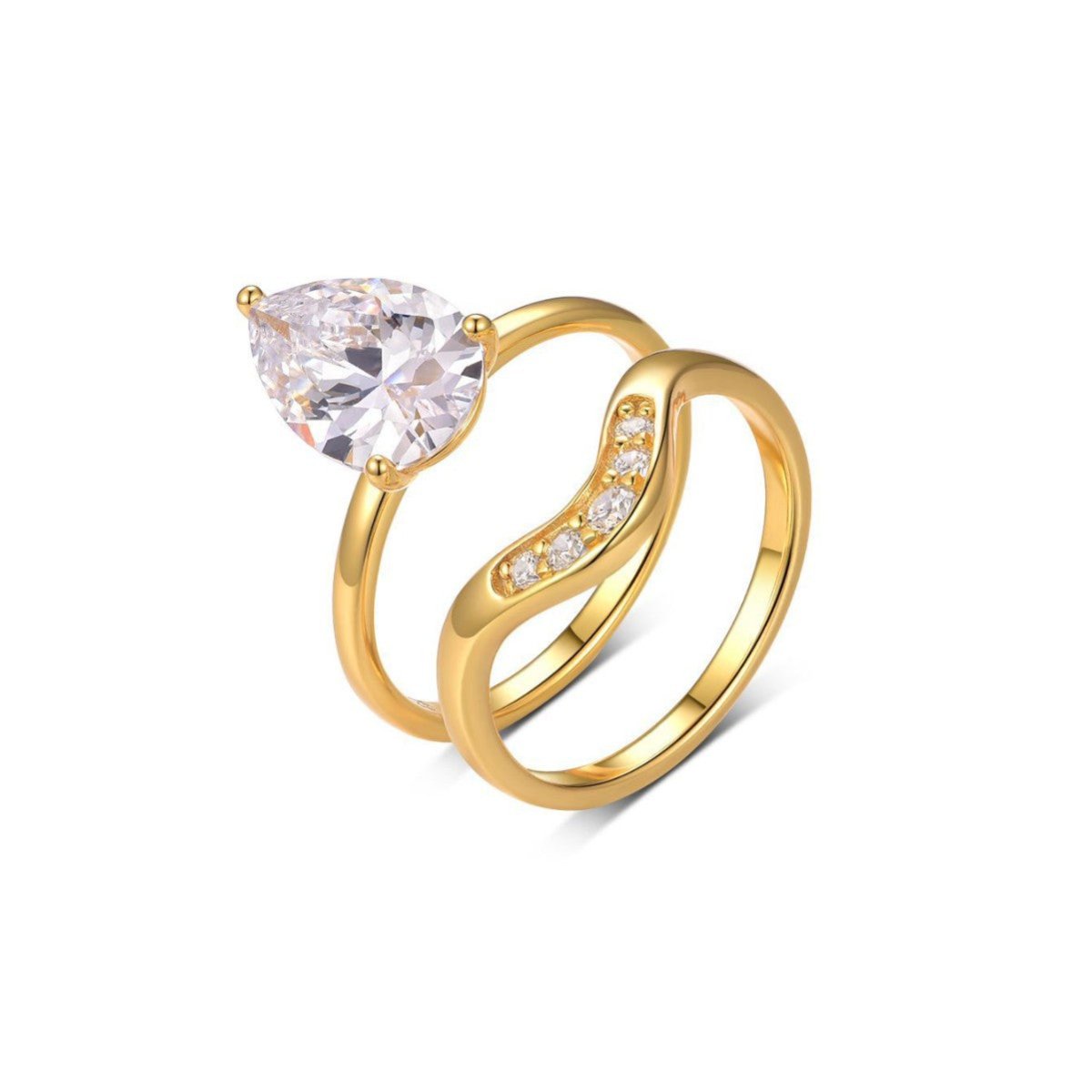 4 Carat Pear - Cut S925 Moissanite Ring Set - AKAK BODYJEWELRY - ear - tunnel