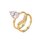 4 Carat Pear - Cut S925 Moissanite Ring Set - AKAK BODYJEWELRY - ear - tunnel