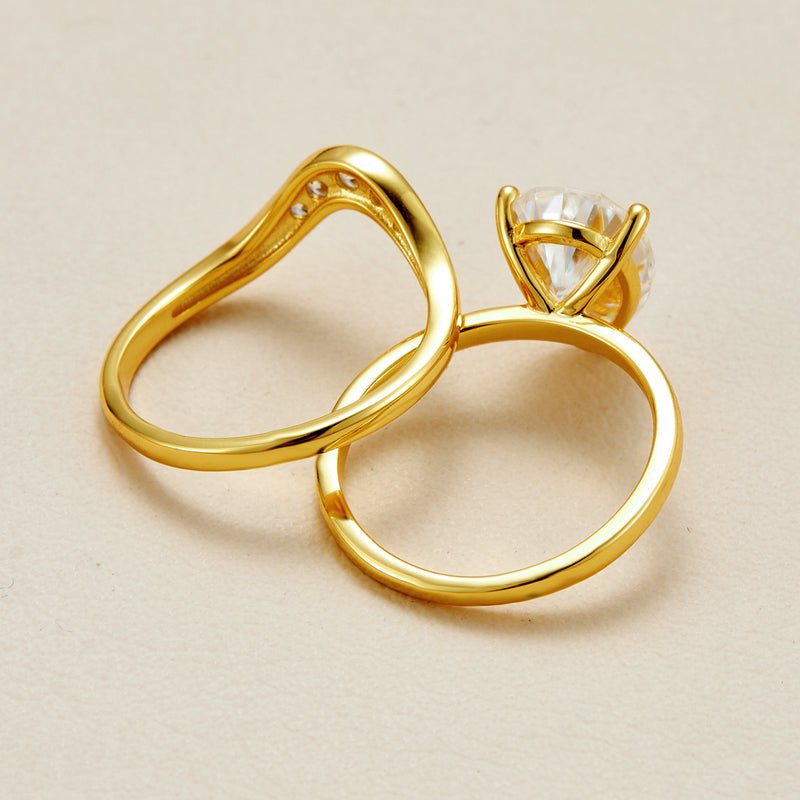 4 Carat Pear - Cut S925 Moissanite Ring Set - AKAK BODYJEWELRY - ear - tunnel