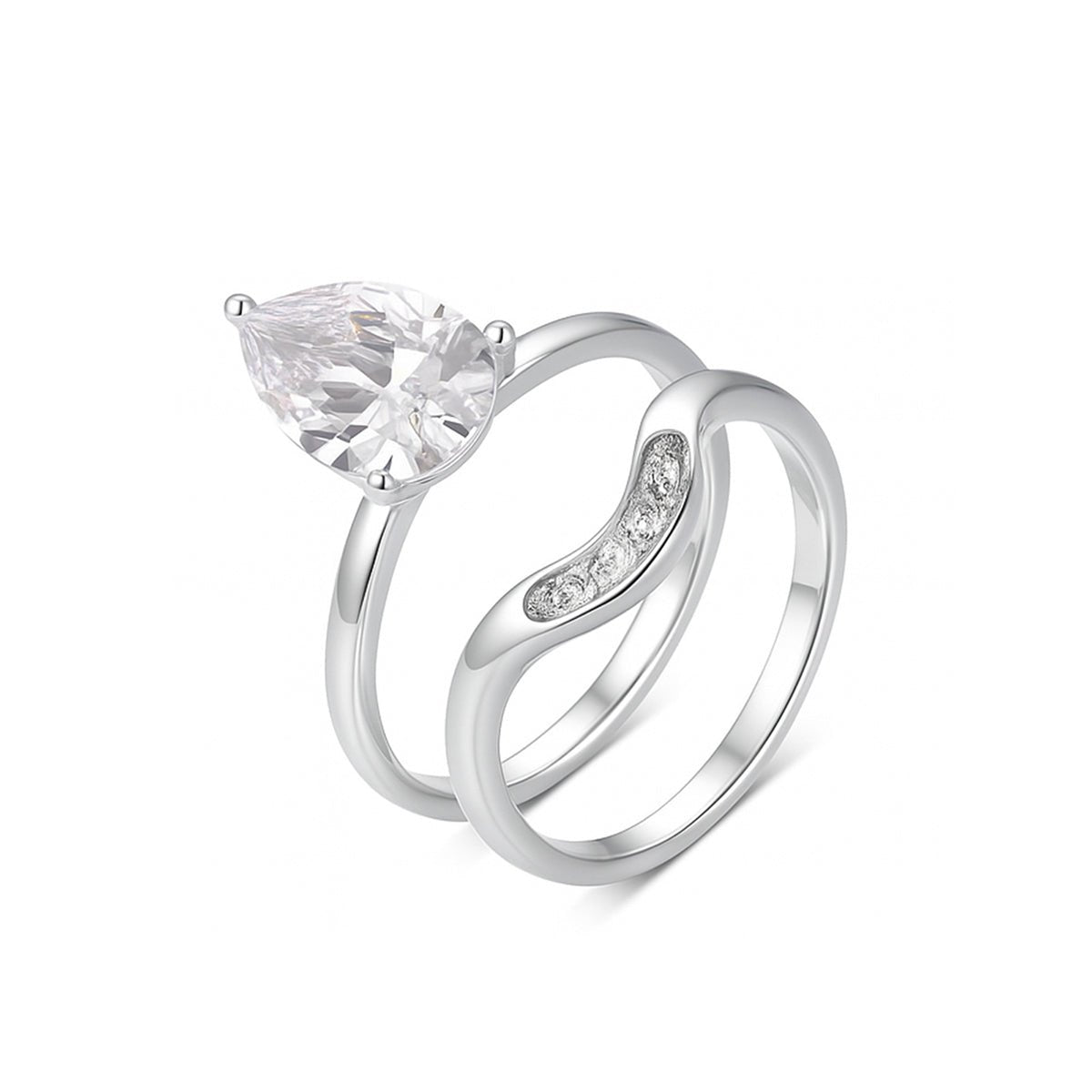4 Carat Pear - Cut S925 Moissanite Ring Set - AKAK BODYJEWELRY - ear - tunnel