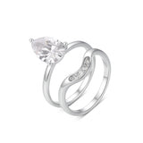 4 Carat Pear - Cut S925 Moissanite Ring Set - AKAK BODYJEWELRY - ear - tunnel
