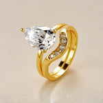 4 Carat Pear - Cut S925 Moissanite Ring Set - AKAK BODYJEWELRY - ear - tunnel