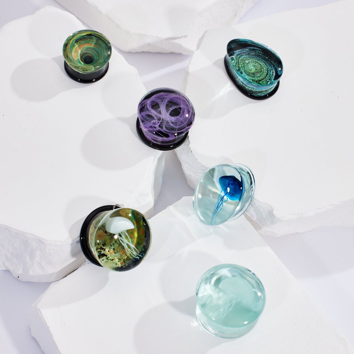 Abyssal Bloom | Handcrafted Liuli Glass Ear Plugs - AKAK BODYJEWELRY - ear - tunnel