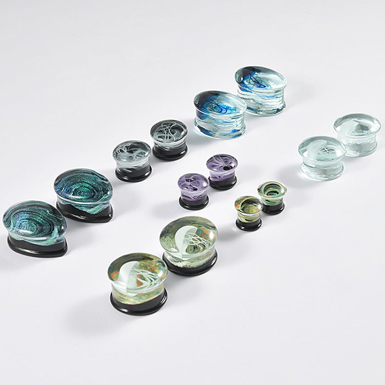 Abyssal Bloom | Handcrafted Liuli Glass Ear Plugs - AKAK BODYJEWELRY