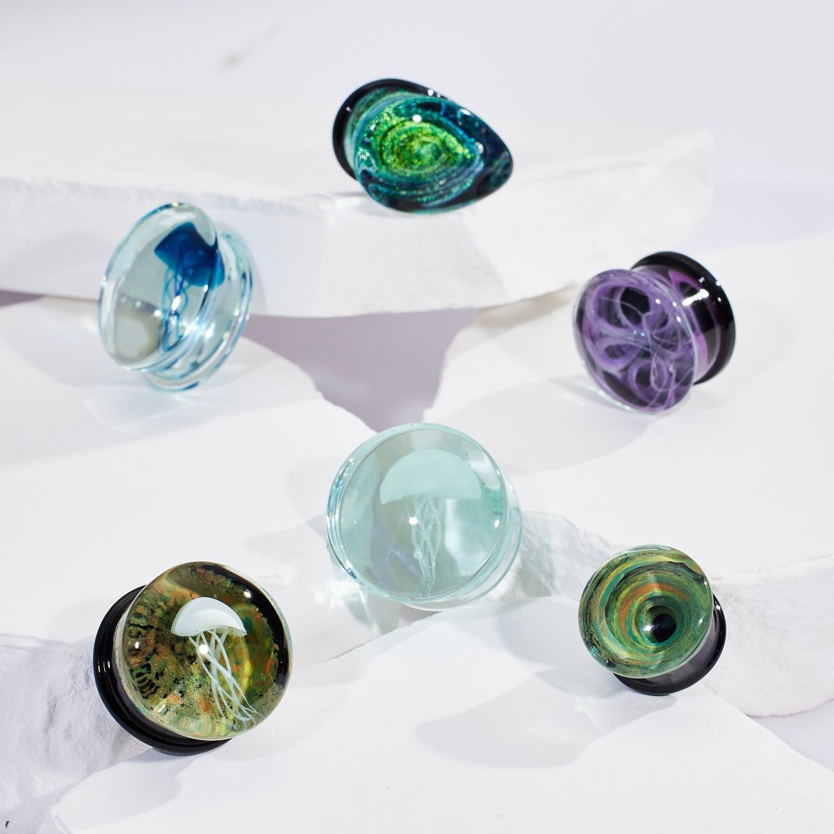 Abyssal Bloom | Handcrafted Liuli Glass Ear Plugs - AKAK BODYJEWELRY - ear - tunnel
