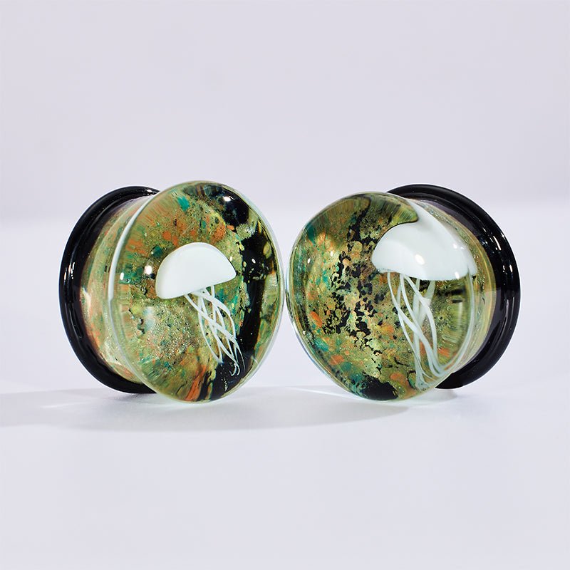 Abyssal Bloom | Handcrafted Liuli Glass Ear Plugs - AKAK BODYJEWELRY - ear - tunnel