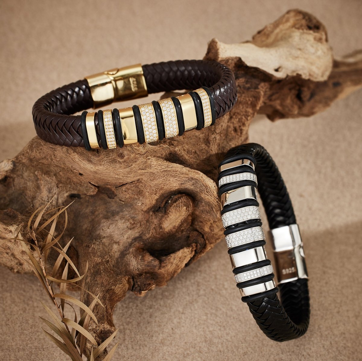 AKAK S925 Silver Moissanite Hustle Leather Bracelet - AKAK BODYJEWELRY - ear - tunnel