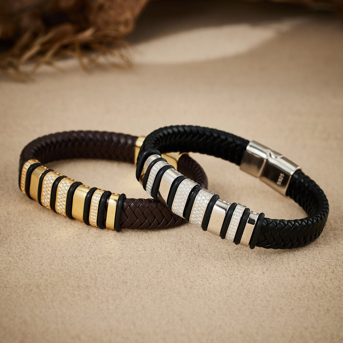 AKAK S925 Silver Moissanite Hustle Leather Bracelet - AKAK BODYJEWELRY - ear - tunnel