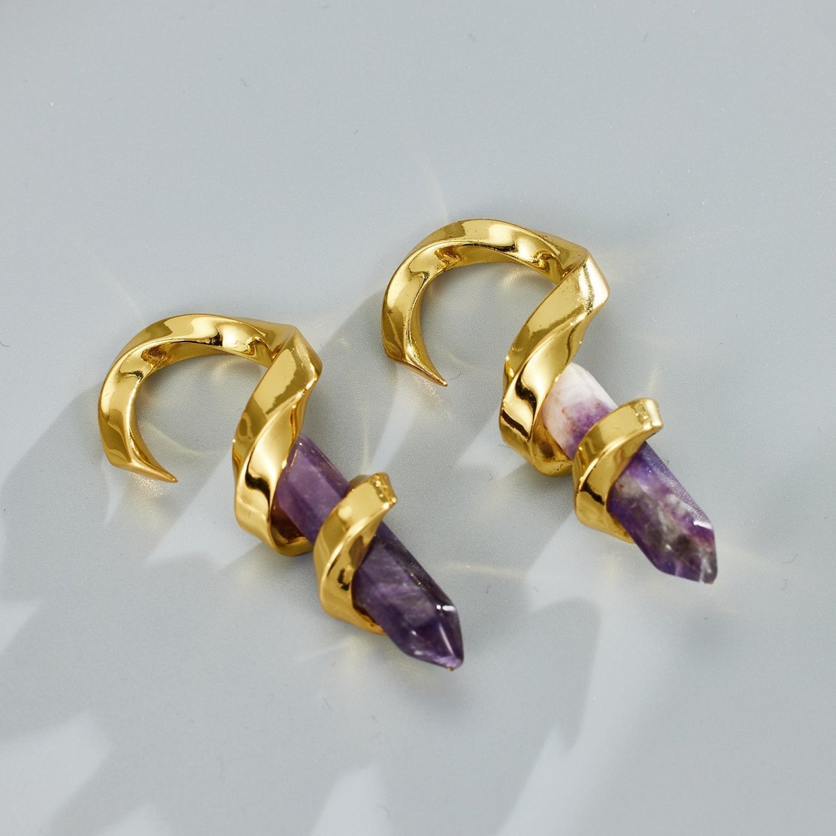 Amethyst helix Ear Weight 2Pcs - AKAK BODYJEWELRY - ear - tunnel