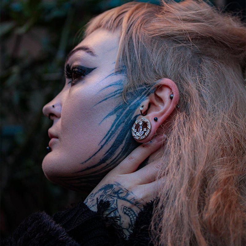 Anchor of Ocean Moissanite 14K Ear Gauge Tunnel (2Pcs) - AKAK BODYJEWELRY - ear - tunnel