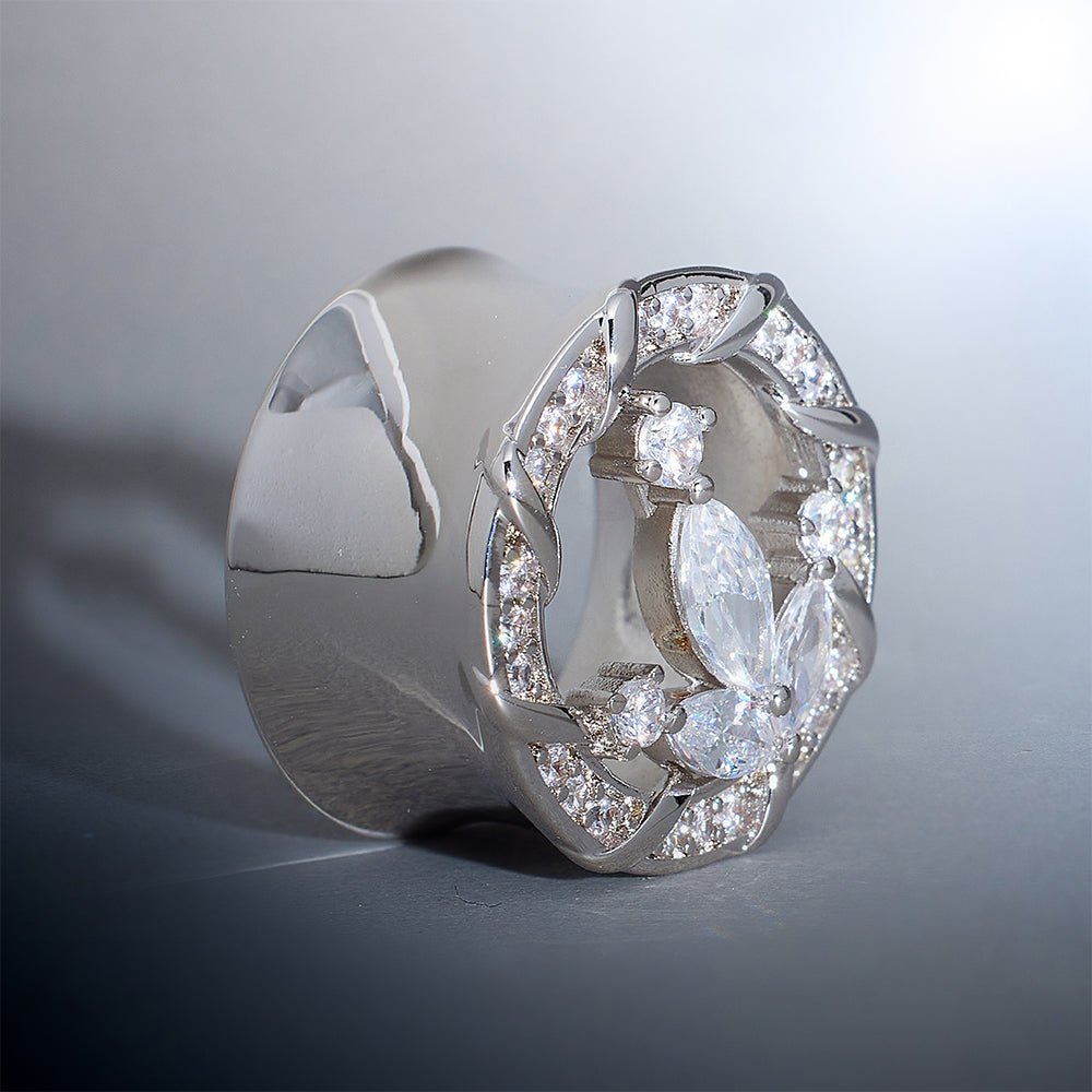 Anchor of Ocean Moissanite S925 Silver Ear Gauge Tunnel (2Pcs) - AKAK BODYJEWELRY - ear - tunnel