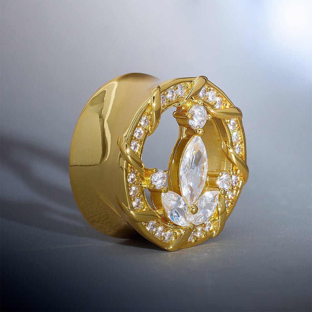 Anchor of Ocean Zircon 14K Ear Gauge Tunnel (2Pcs) - AKAK BODYJEWELRY - ear - tunnel