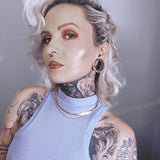 Black Moissanite 14K White Gold Stars Shining Ear Gauge Tunnel(2Pcs) - AKAK BODYJEWELRY - ear - tunnel