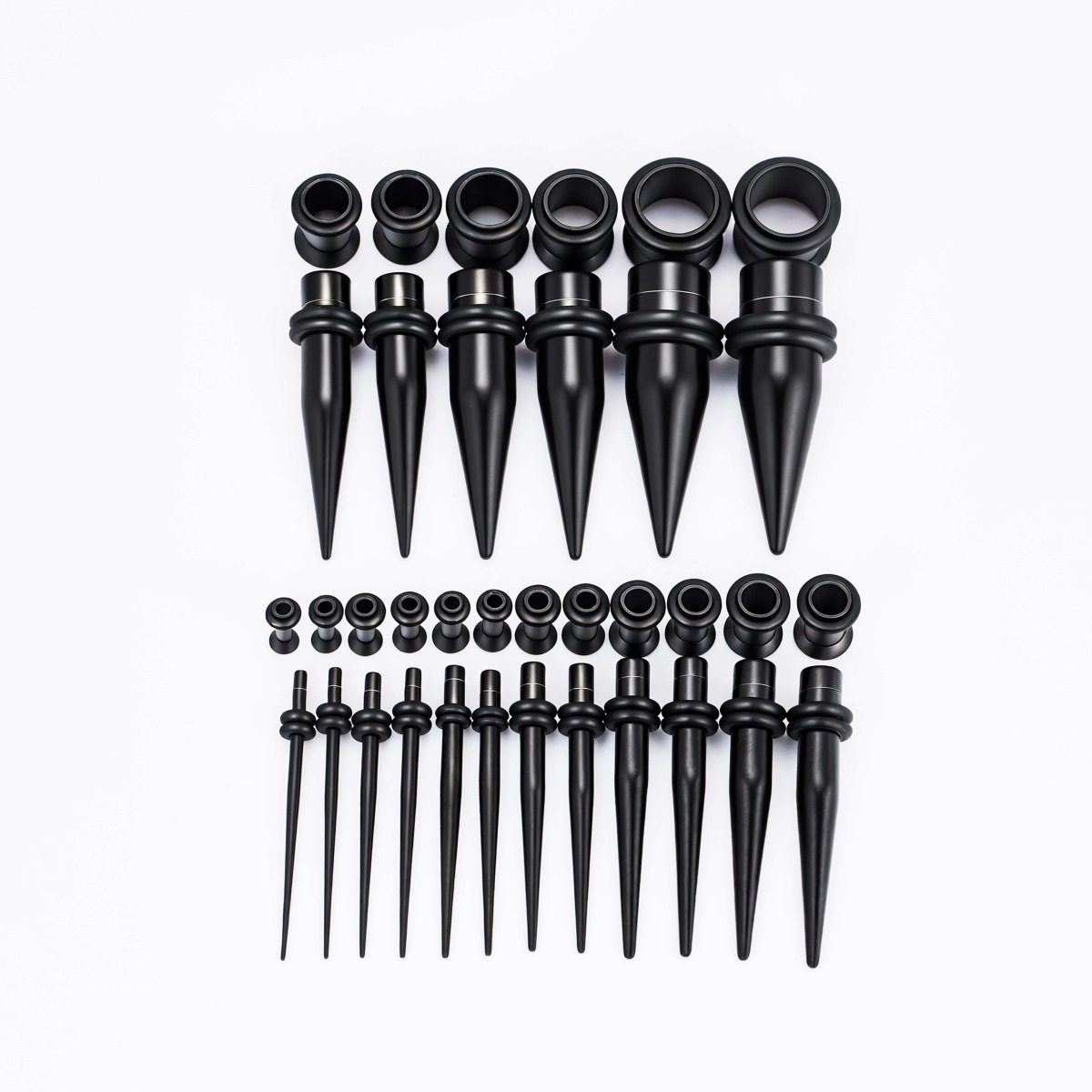 Black Multicolor Spike Ear Stretching Kit 36Pcs - AKAK BODYJEWELRY - ear - tunnel