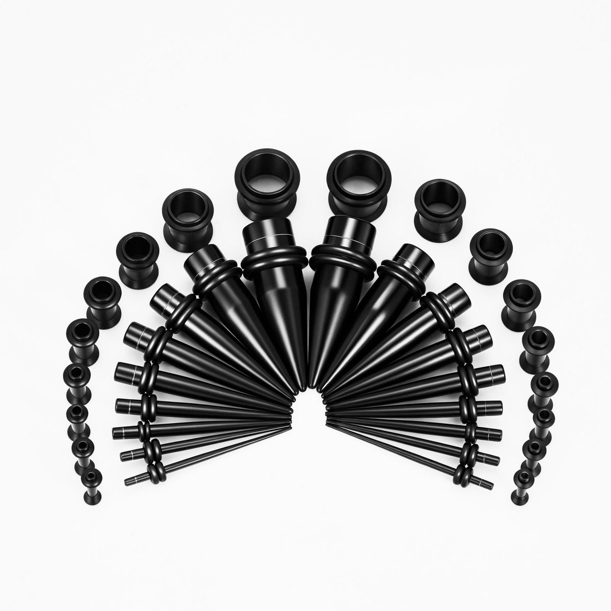Black Multicolor Spike Ear Stretching Kit 36Pcs - AKAK BODYJEWELRY - ear - tunnel