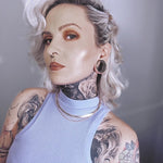 Black Zircon 14K White Gold Stars Shining Ear Gauge Tunnel(2Pcs) - AKAK BODYJEWELRY - ear - tunnel