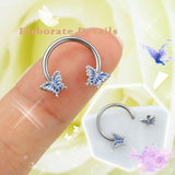 Blue Butterfly Horseshoe Septum Ring - AKAK BODYJEWELRY - ear - tunnel
