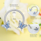 Blue Butterfly Horseshoe Septum Ring - AKAK BODYJEWELRY - ear - tunnel