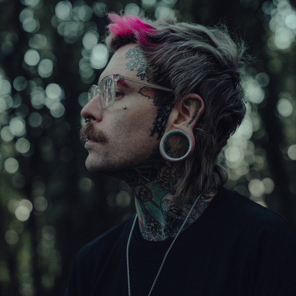 Blue Moissanite 14K Gold Stars Shining Tunnel(2Pcs) - AKAK BODYJEWELRY - ear - tunnel