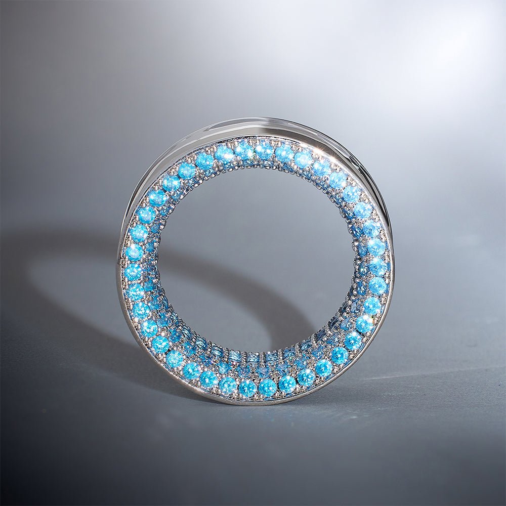 Blue Moissanite 8K Stars Shining Tunnel (2Pcs) - AKAK BODYJEWELRY - ear - tunnel