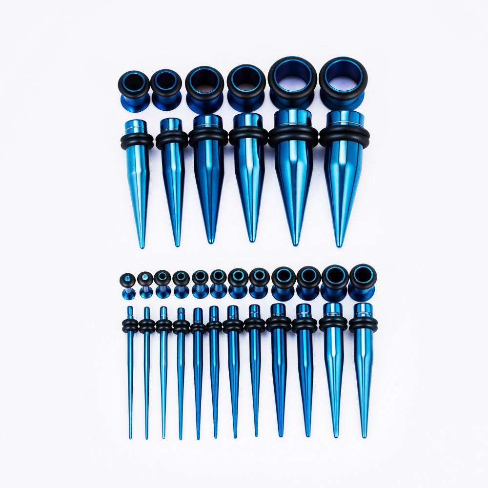 Blue Multicolor Spike Ear Stretching Kit 36Pcs - AKAK BODYJEWELRY - ear - tunnel