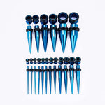 Blue Multicolor Spike Ear Stretching Kit 36Pcs - AKAK BODYJEWELRY - ear - tunnel