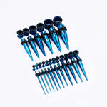 Blue Multicolor Spike Ear Stretching Kit 36Pcs - AKAK BODYJEWELRY - ear - tunnel