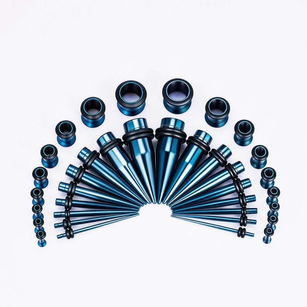 Blue Multicolor Spike Ear Stretching Kit 36Pcs - AKAK BODYJEWELRY - ear - tunnel