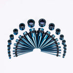 Blue Multicolor Spike Ear Stretching Kit 36Pcs - AKAK BODYJEWELRY - ear - tunnel