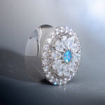 Blue Sea Daisy Zircon S925 Silver Ear Gauge Tunnel (2Pcs) - AKAK BODYJEWELRY - ear - tunnel