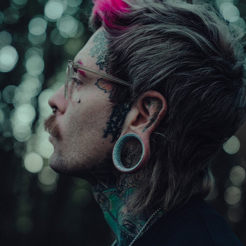 Blue Topaz S925 Silver Stars Shining Tunnel (2Pcs) - AKAK BODYJEWELRY - ear - tunnel