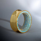 Blue Zircon 14K Gold Stars Shining Tunnel(2Pcs) - AKAK BODYJEWELRY - ear - tunnel