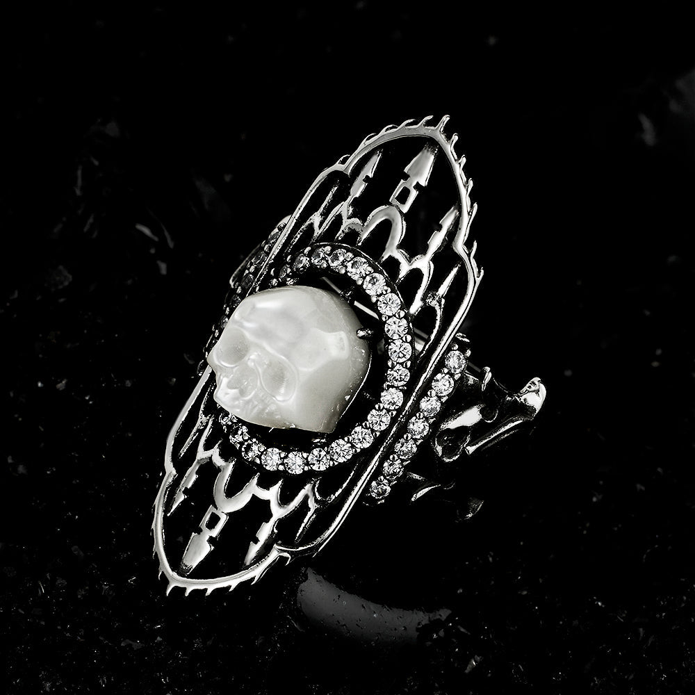 Castle Ghost Pearl Skull Ring - AKAK BODYJEWELRY - ring