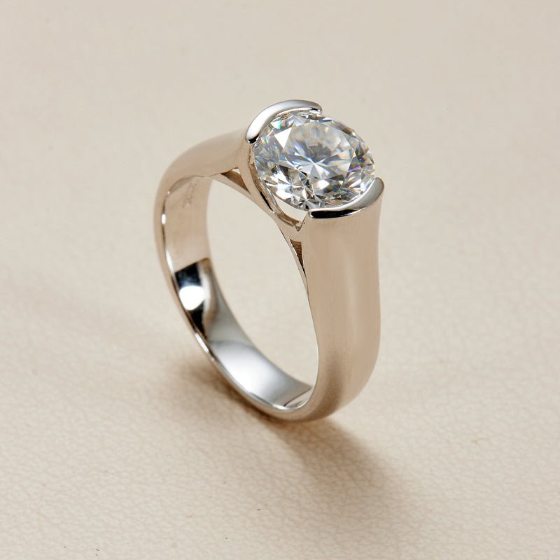Classic Solitaire 2ct Moissanite S925 Silver Ring - AKAK BODYJEWELRY - ear - tunnel