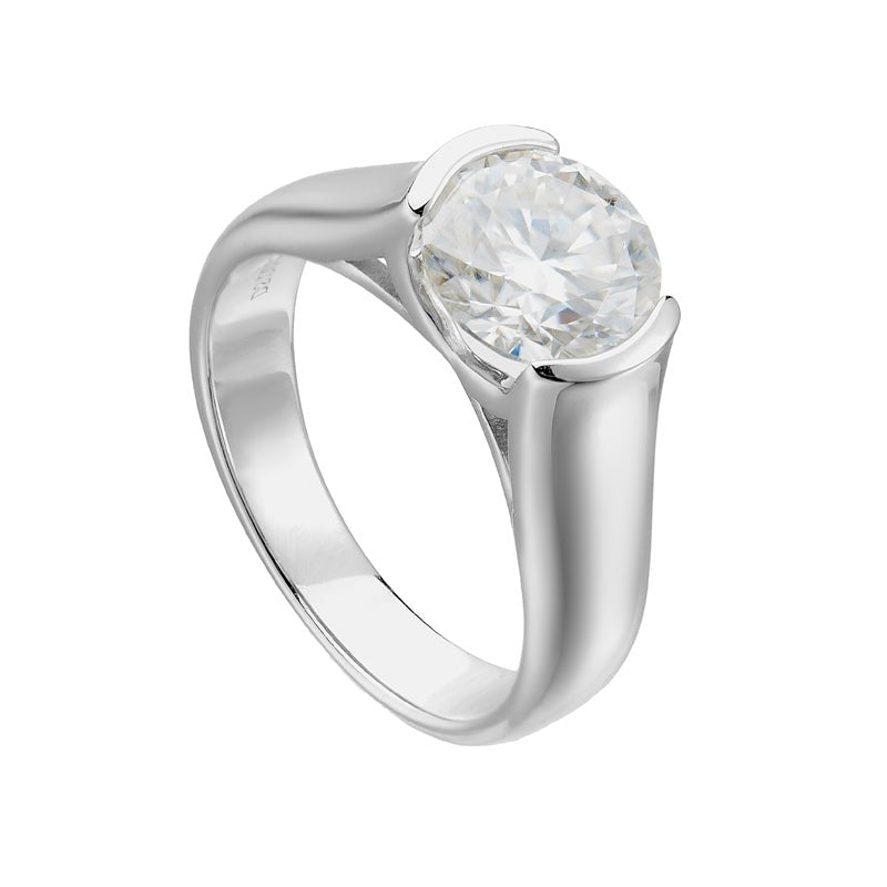 Classic Solitaire 2ct Moissanite S925 Silver Ring - AKAK BODYJEWELRY - ear - tunnel