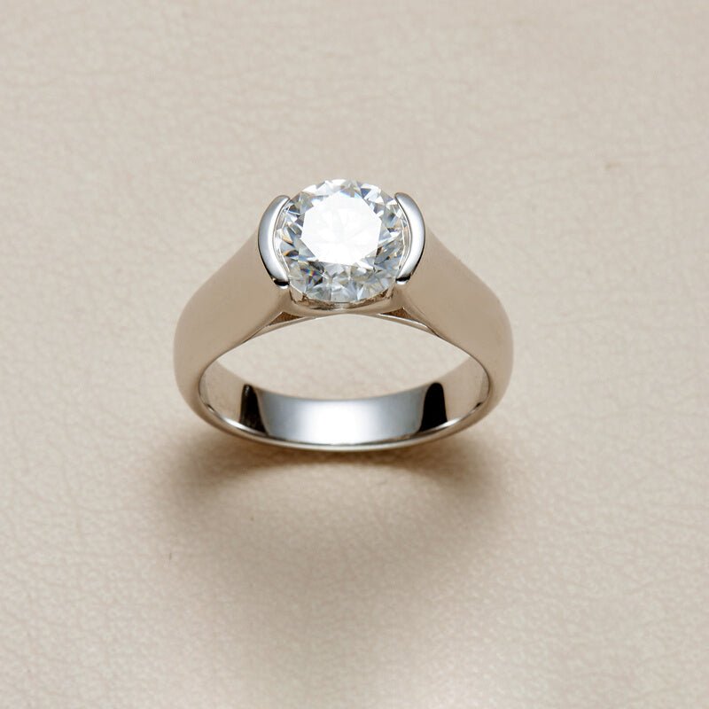Classic Solitaire 2ct Moissanite S925 Silver Ring - AKAK BODYJEWELRY - ear - tunnel