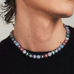 Color Bloom Zircon Floral Chain Necklace - AKAK BODYJEWELRY - ear - tunnel