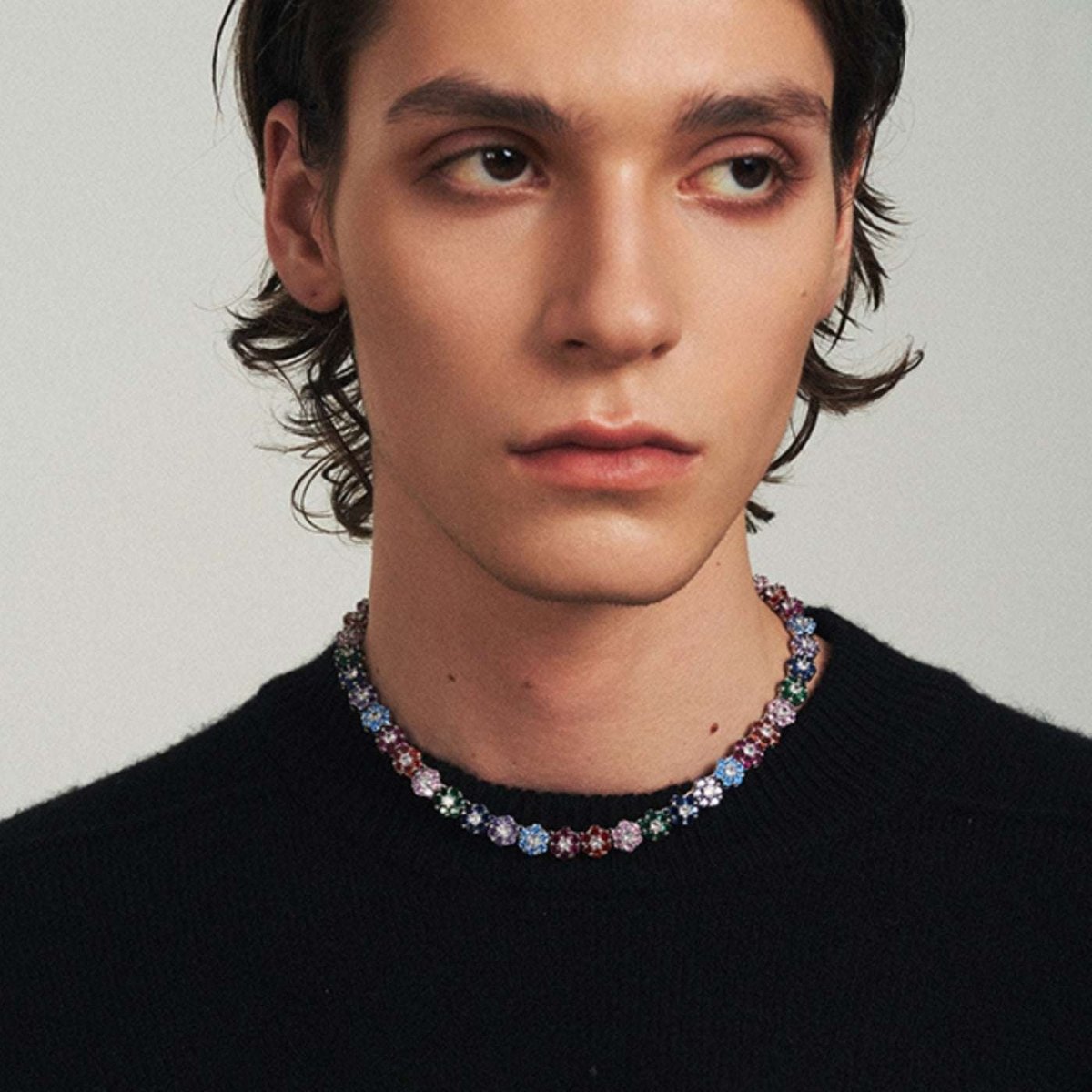 Color Bloom Zircon Floral Chain Necklace - AKAK BODYJEWELRY - ear - tunnel