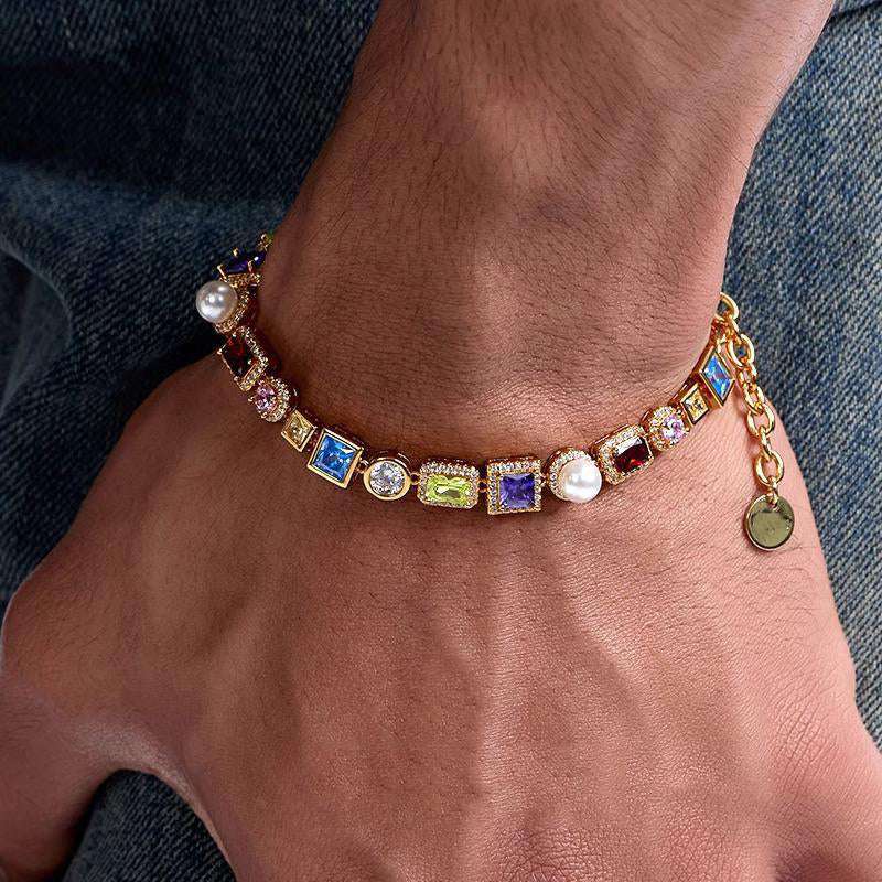 Colorful Zircon & Shell Bead Bracelet - AKAK BODYJEWELRY - ear - tunnel