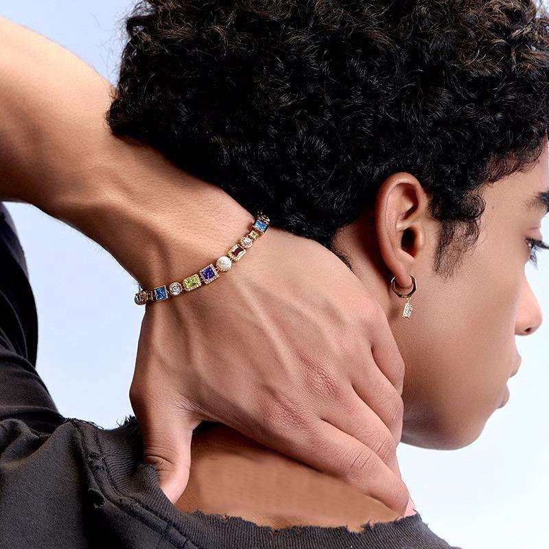 Colorful Zircon & Shell Bead Bracelet - AKAK BODYJEWELRY - ear - tunnel